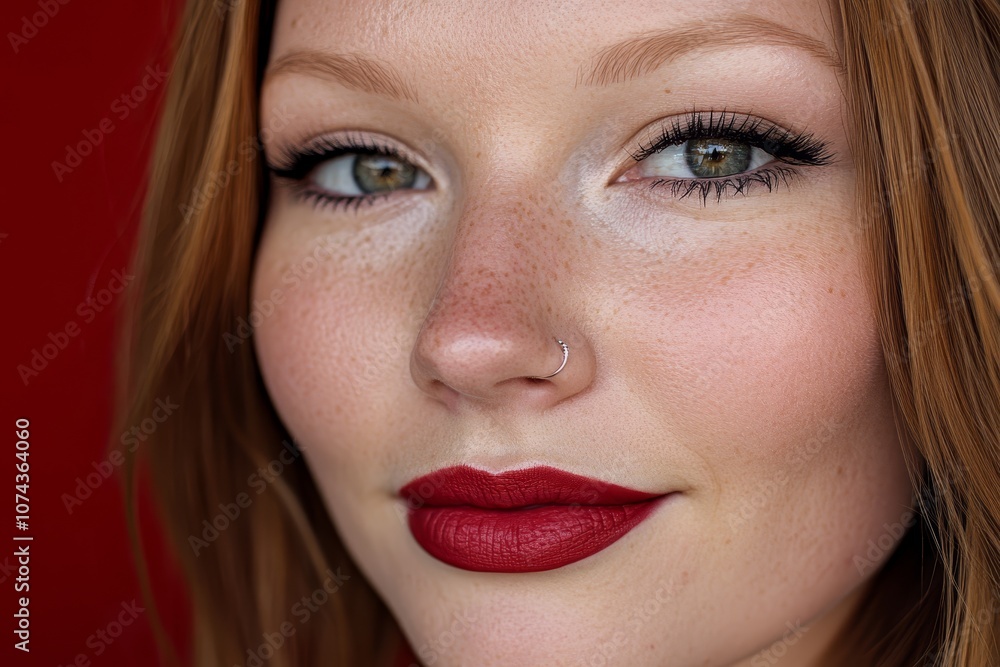 A close up of a woman with freckles on her face A close up of a woman with freckles on her face