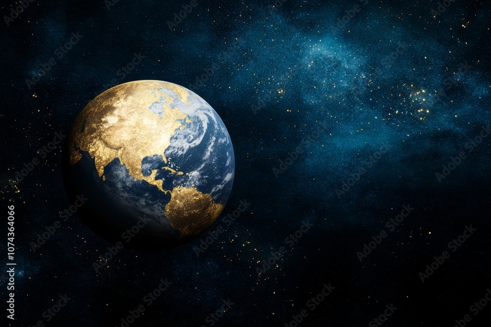 A view of the earth from space with stars in the background A view of the earth from space with stars in the background