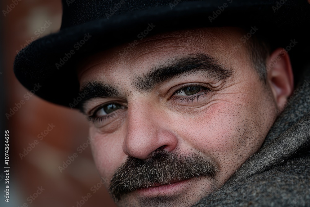 A man with a mustache and a top hat A man with a mustache and a top hat