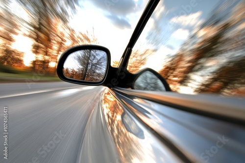 Wallpaper Mural A rear view mirror of a car driving down a road Torontodigital.ca