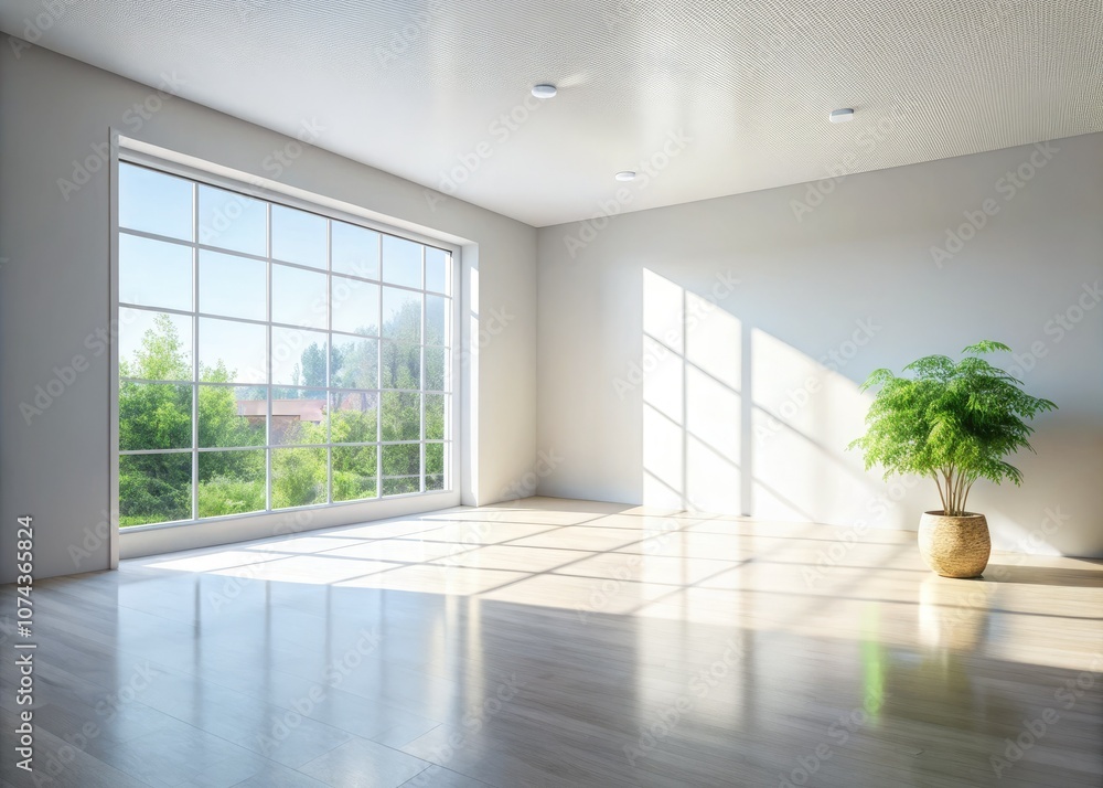 Fototapeta premium Minimalist Bright Interior with Sunlight on White Wall - Ideal for Modern Home Decor
