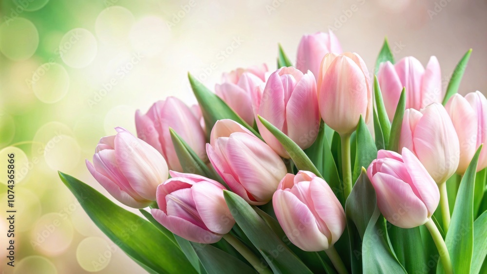 Arrangement of soft pink tulips with lush green leaves, tulips, pink, flowers, arrangement, green, leaves, beautiful, nature Arrangement of soft pink tulips with lush green leaves, tulips, pink, flowers, arrangement, green, leaves, beautiful, nature