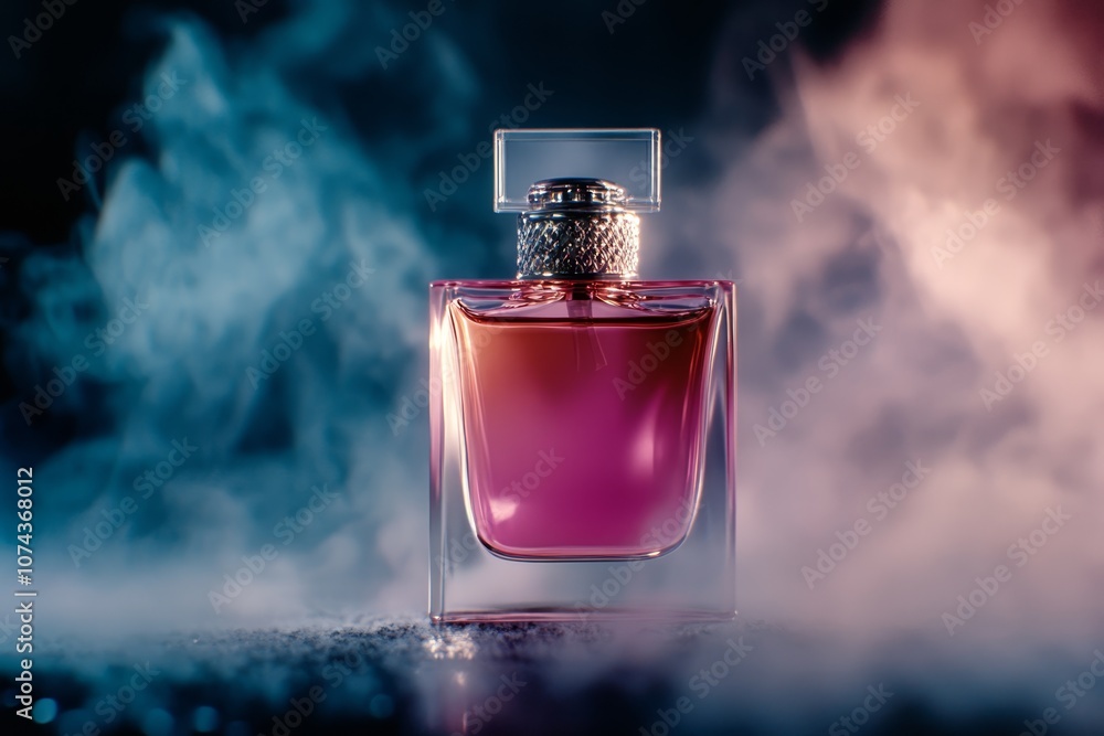 A bottle of perfume sitting on top of a table A bottle of perfume sitting on top of a table