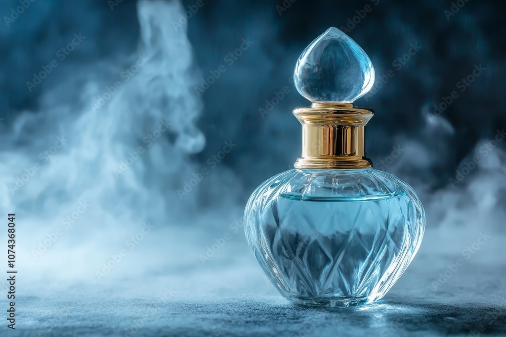 A bottle of perfume sitting on top of a table A bottle of perfume sitting on top of a table