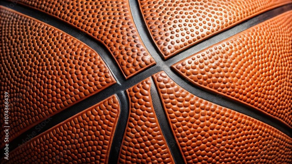 Fototapeta premium Close up of the textured skin of a basketball, basketball, close up, texture, skin, sports, round, pattern, detailed, orange, leather
