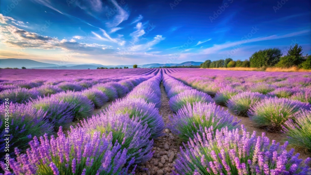 Tranquil lavender field under clear blue sky, serene nature scene, lavender, field, blue sky, tranquil, nature, peaceful Tranquil lavender field under clear blue sky, serene nature scene, lavender, field, blue sky, tranquil, nature, peaceful