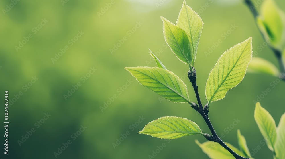 Fresh green leaves on a branch, symbolizing growth and nature's beauty in a tranquil environment. Fresh green leaves on a branch, symbolizing growth and nature's beauty in a tranquil environment.