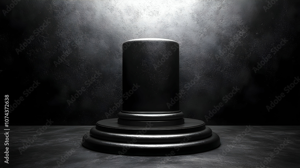 Black Pedestal on Dark Background - 3D Illustration Black Pedestal on Dark Background - 3D Illustration