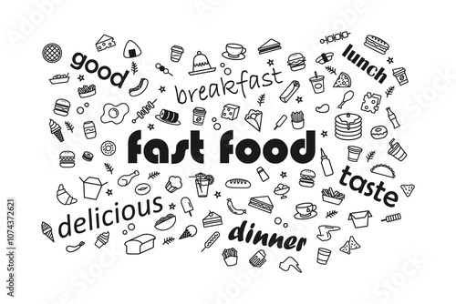 fast food icon. junk food icon set
