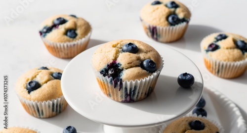 Vegan blueberry muffins with almond flour closeup. photo