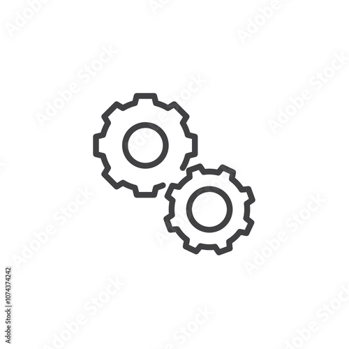 Gears Interlocked line icon
