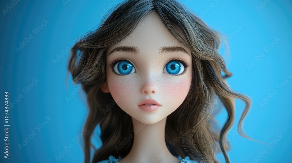Stunning portrait of a beautiful Caucasian girl with flowing hair and bright blue eyes expressing joy and innocence Stunning portrait of a beautiful Caucasian girl with flowing hair and bright blue eyes expressing joy and innocence