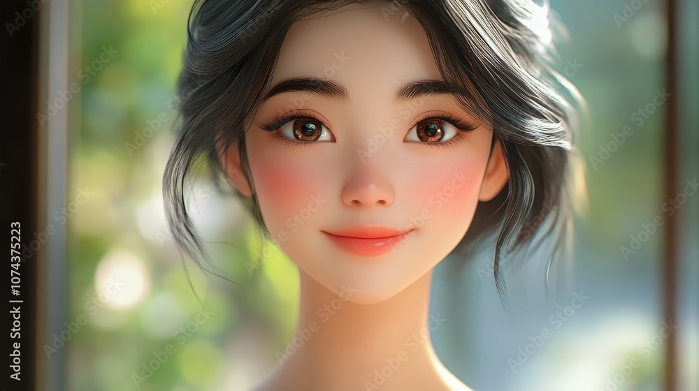 Stunning portrait of a beautiful young Asian woman showcasing elegance and confidence