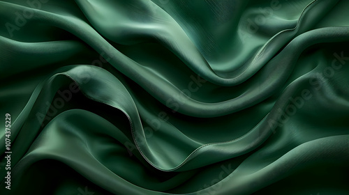 Abstract Green Fabric Drapes Background