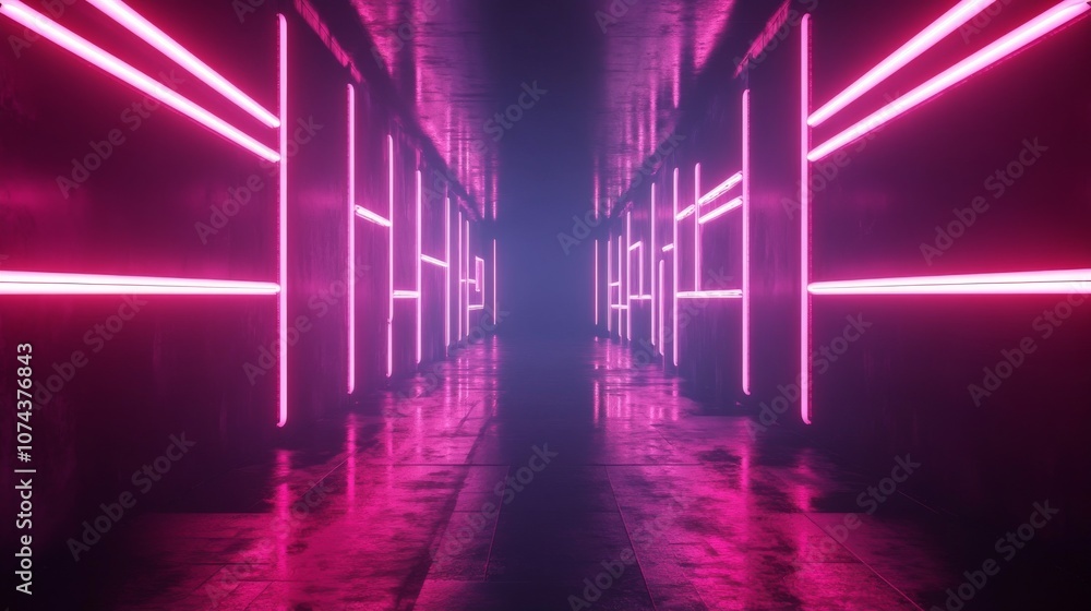 Futuristic Neon Colored Square and lines Background Futuristic Neon Colored Square and lines Background