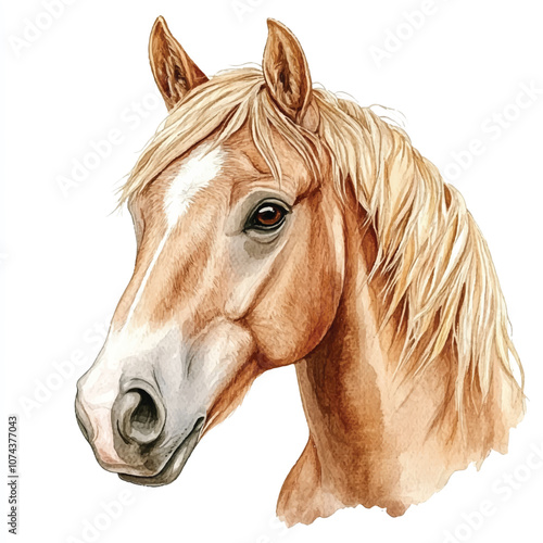cute Horse watercolor clipart illustration isolated