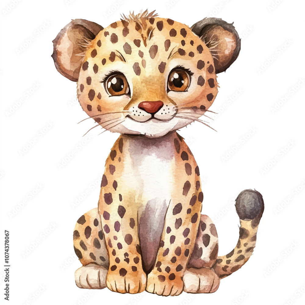 cute Leopard watercolor clipart illustration isolated cute Leopard watercolor clipart illustration isolated