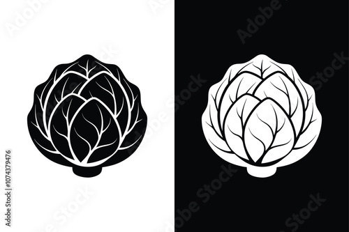 Minimalist Brussels Sprouts Icon. Isolated Flat Vegetable Illustration