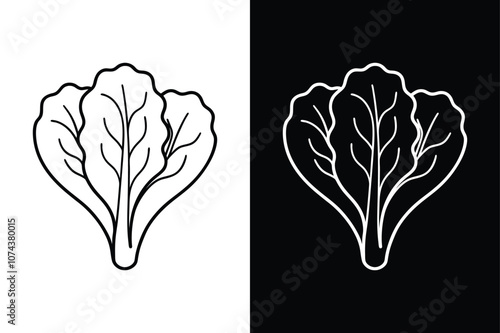 Elegant Swiss Chard Slice Icon. Line Art Design for Botanical Graphics