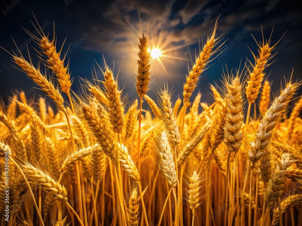 Night Photography of Wheat on White Background for Artistic Display Night Photography of Wheat on White Background for Artistic Display