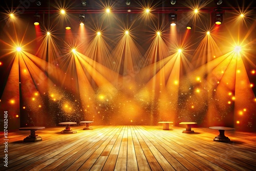 Orange Spotlight Stage with Bokeh Effect for Theatrical Displays and Performances photo