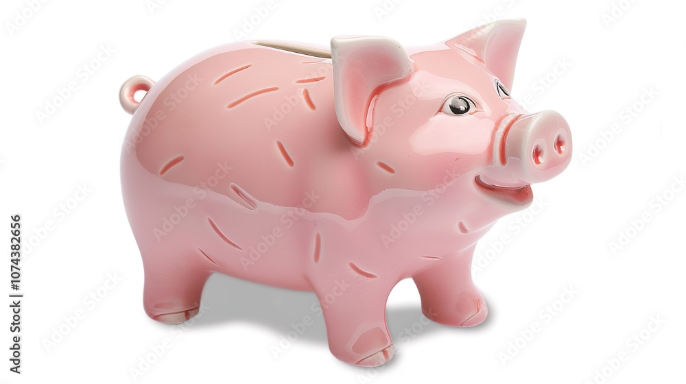 Piggy Bank on White Background - a charming and savings-inspired visual. The piggy bank on the white background creates a simple yet inviting look. It gives the impression of saving money, making it a Piggy Bank on White Background - a charming and savings-inspired visual. The piggy bank on the white background creates a simple yet inviting look. It gives the impression of saving money, making it a