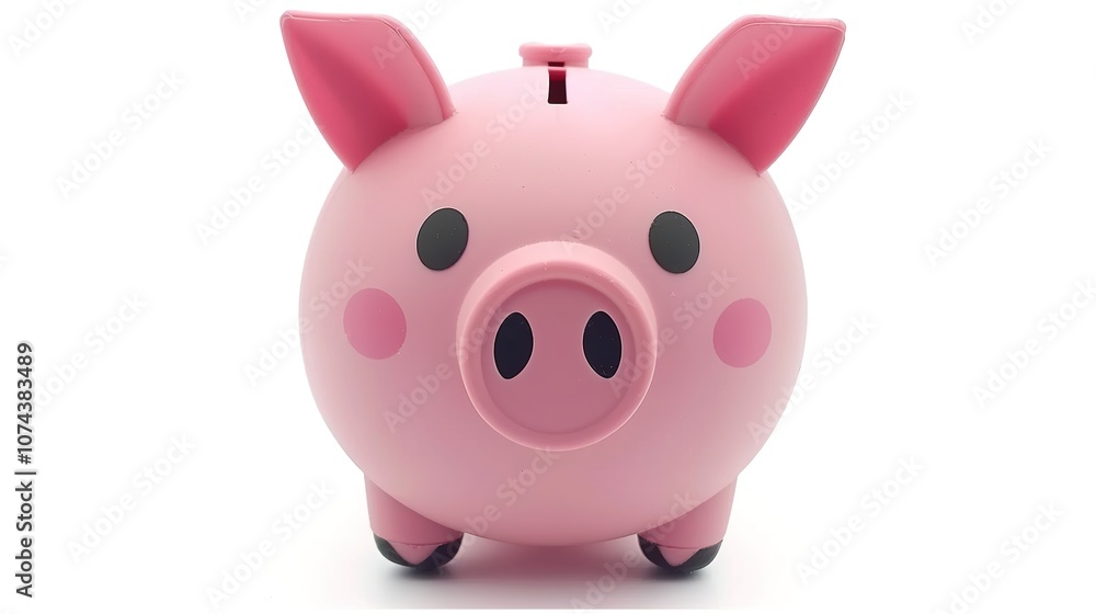 Fototapeta premium Piggy Bank on White Background - a charming and savings-inspired visual. The piggy bank on the white background creates a simple yet inviting look. It gives the impression of saving money, making it a