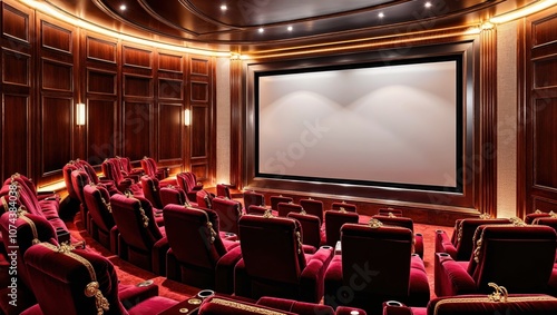 Private Hotel Cinema Room with Plush Recliners and Ambient Lighting