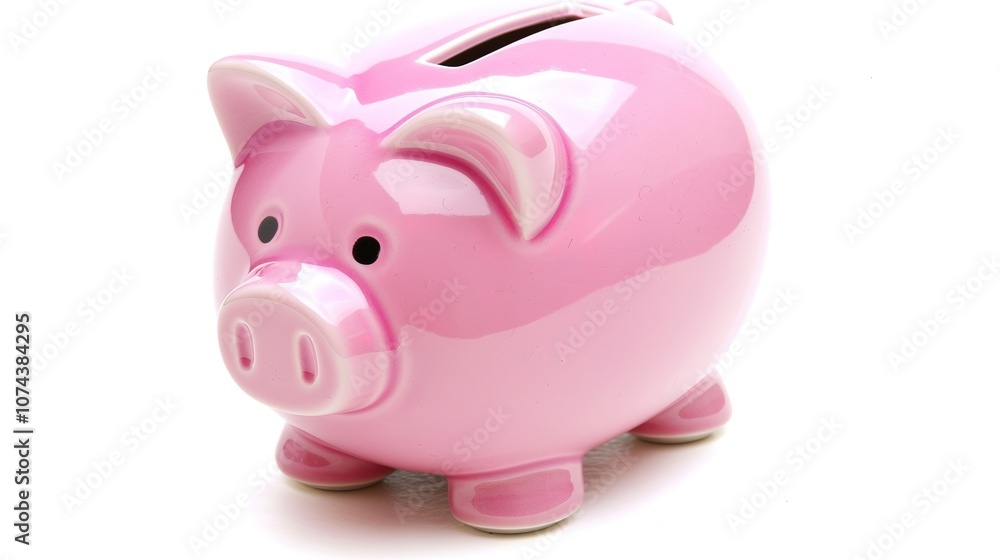 Piggy Bank on White Background - a charming and savings-inspired visual. The piggy bank on the white background creates a simple yet inviting look. It gives the impression of saving money, making it a Piggy Bank on White Background - a charming and savings-inspired visual. The piggy bank on the white background creates a simple yet inviting look. It gives the impression of saving money, making it a