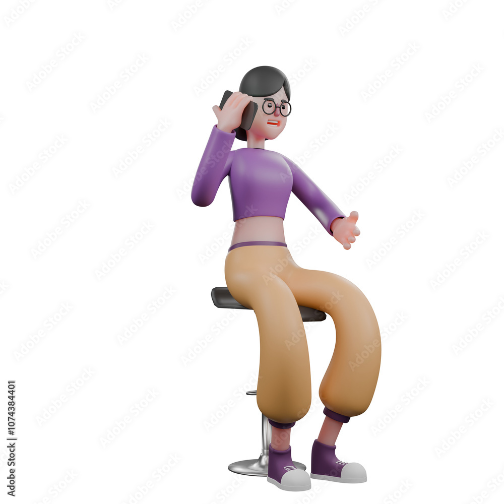 3D Dance Artist Model. A female dancer sits on a bar stool while her right hand picks up an incoming call on her cellphone and then extends her left palm forward. Cartoon Performer 3D Dance Artist Model. A female dancer sits on a bar stool while her right hand picks up an incoming call on her cellphone and then extends her left palm forward. Cartoon Performer