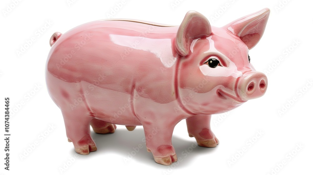 Piggy Bank on White Background - a charming and savings-inspired visual. The piggy bank on the white background creates a simple yet inviting look. It gives the impression of saving money, making it a Piggy Bank on White Background - a charming and savings-inspired visual. The piggy bank on the white background creates a simple yet inviting look. It gives the impression of saving money, making it a