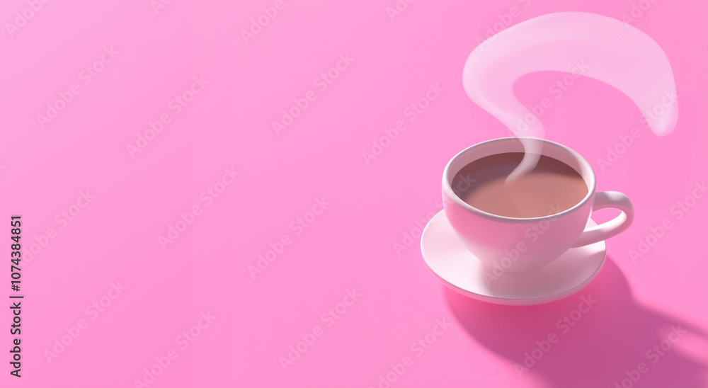 Coffee cup with swirling steam isolated on pink background Coffee cup with swirling steam isolated on pink background