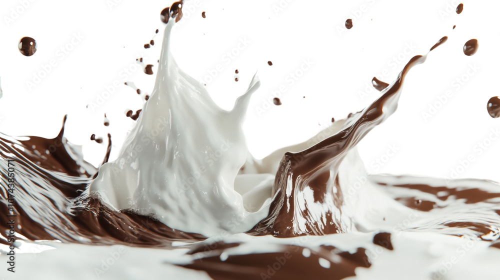 Fototapeta premium 3D Milk and Chocolate Splash in Motion - High Detail, Fresh and Indulgent