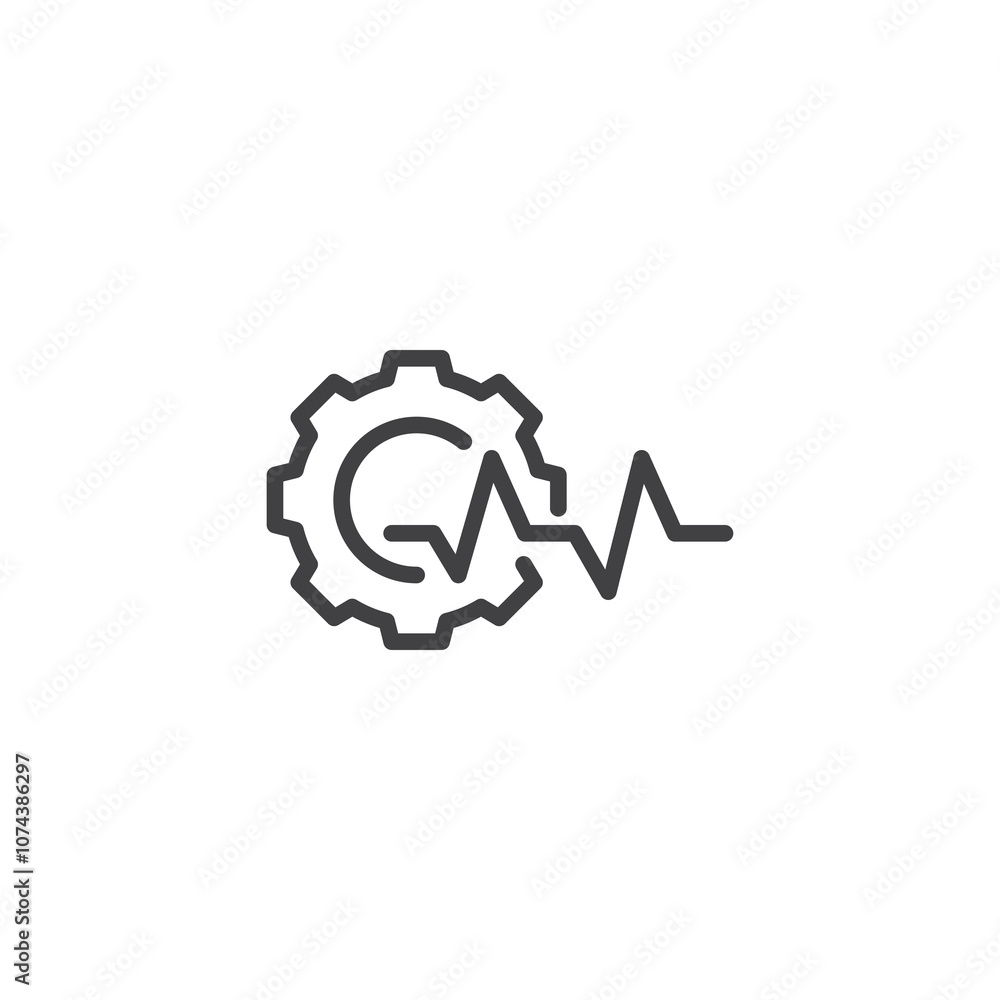 Gear and Heartbeat line icon Gear and Heartbeat line icon