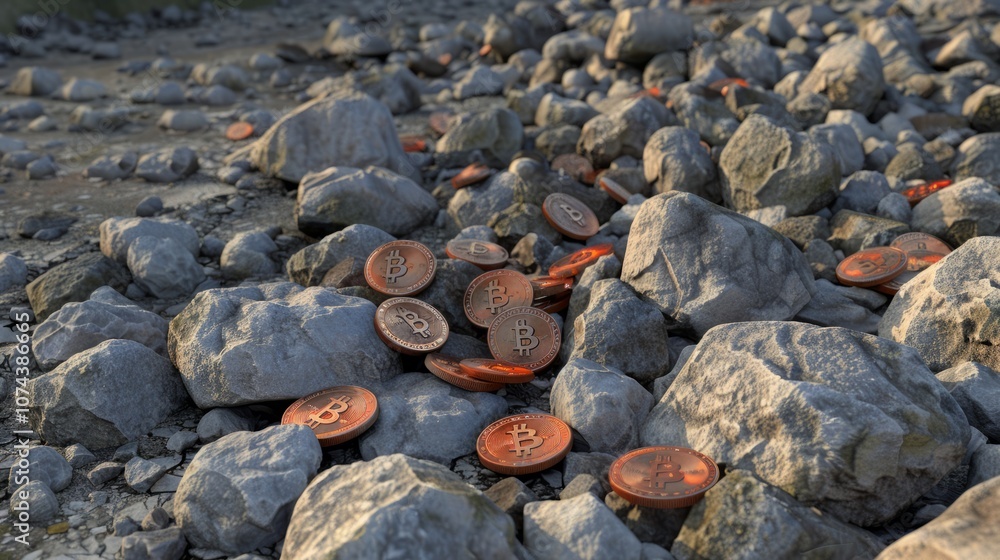Bitcoin,a stack of gold coins, virtual currency Bitcoin,a stack of gold coins, virtual currency