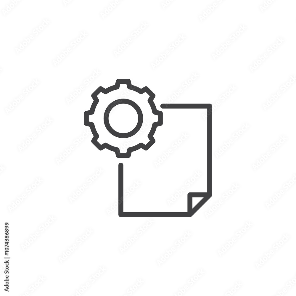Gear and Document line icon Gear and Document line icon