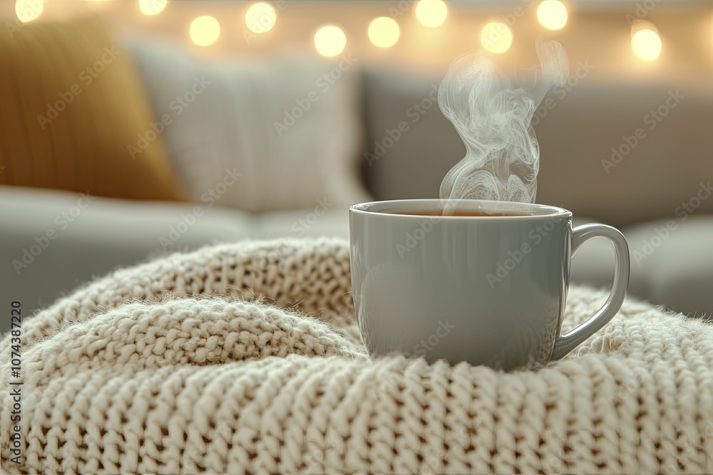 Cozy reading nook with plush blankets and a steaming cup of tea, inviting relaxation and comfort, warm tones, inviting atmosphere, soft lighting Cozy reading nook with plush blankets and a steaming cup of tea, inviting relaxation and comfort, warm tones, inviting atmosphere, soft lighting
