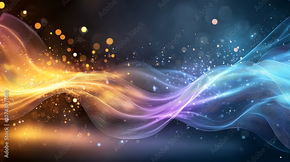 Fototapeta premium An abstract, colorful fiber optic background created through generative AI technology