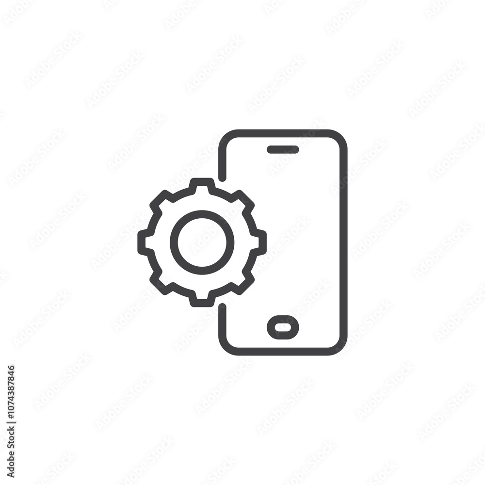 Gear and Mobile Phone line icon Gear and Mobile Phone line icon