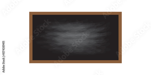 Realistic green chalkboard with wooden frame isolated on white background. Rubbed out dirty chalkboard. Empty school chalkboard for classroom or restaurant menu. Vector template blackboard for design