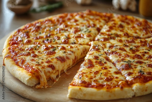 Wallpaper Mural Pizza with a cut off piece of cheese on a white background. Generative AI Torontodigital.ca