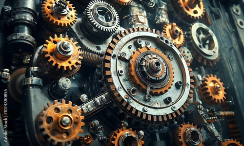 Wallpaper Mural A close-up view of intricate gears and machinery, showcasing mechanical design and engineering. Torontodigital.ca