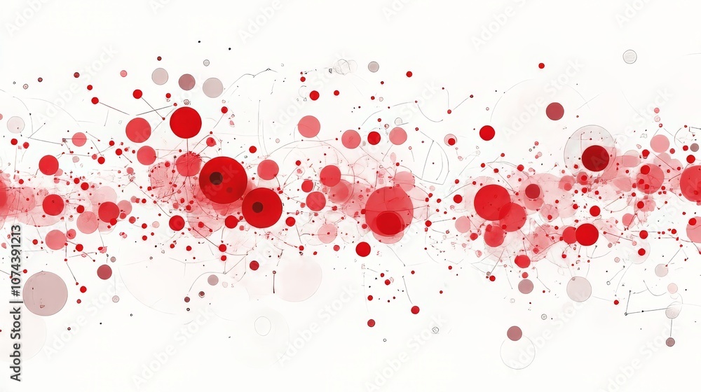 Abstract Red Dots and Lines Design on White Background Abstract Red Dots and Lines Design on White Background