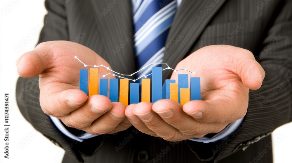 Fototapeta premium Businessman analyzing growth chart, strategic planning for financial success and investment performance