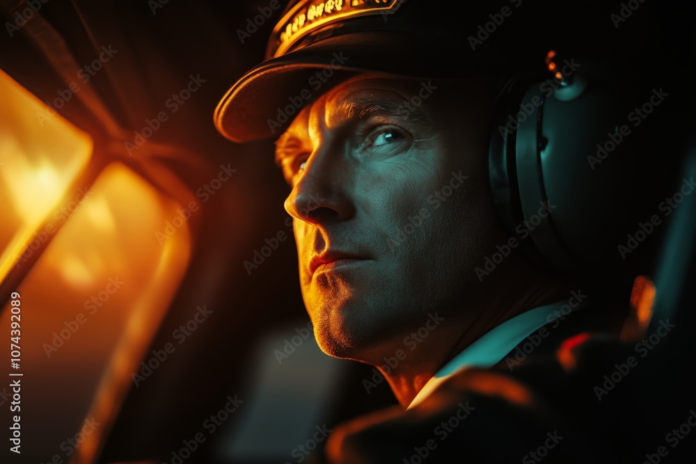 Pilot preparing for aircraft descent Pilot preparing for aircraft descent