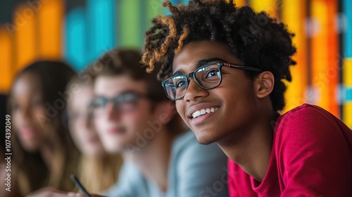 Smiling Teenager in Class