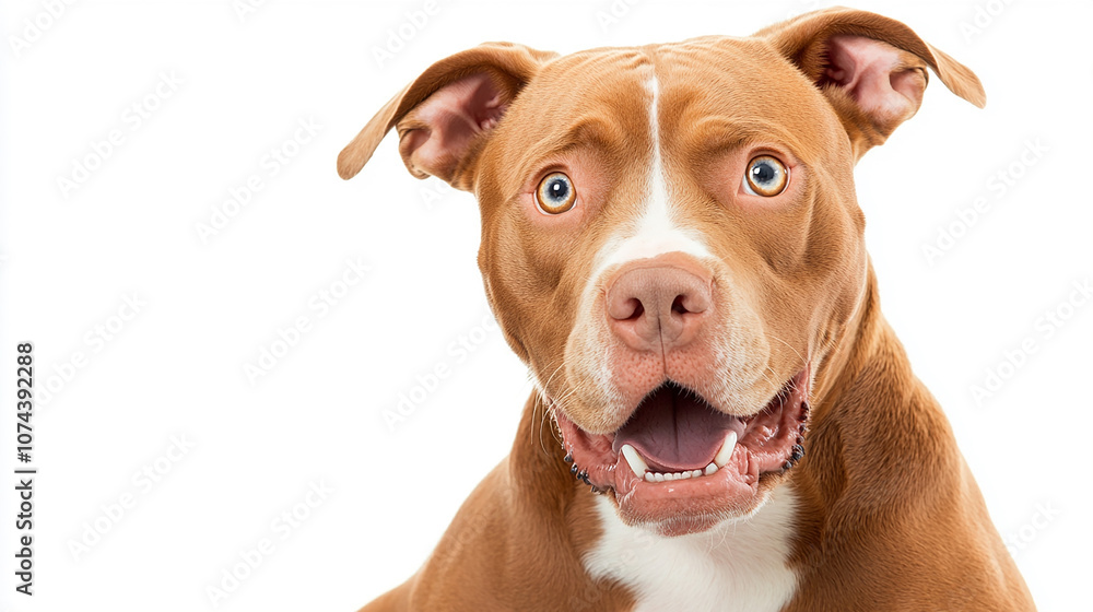 Surprised dog isolated on white copy space background Surprised dog isolated on white copy space background