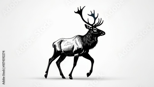 deer silhouette isolated on white