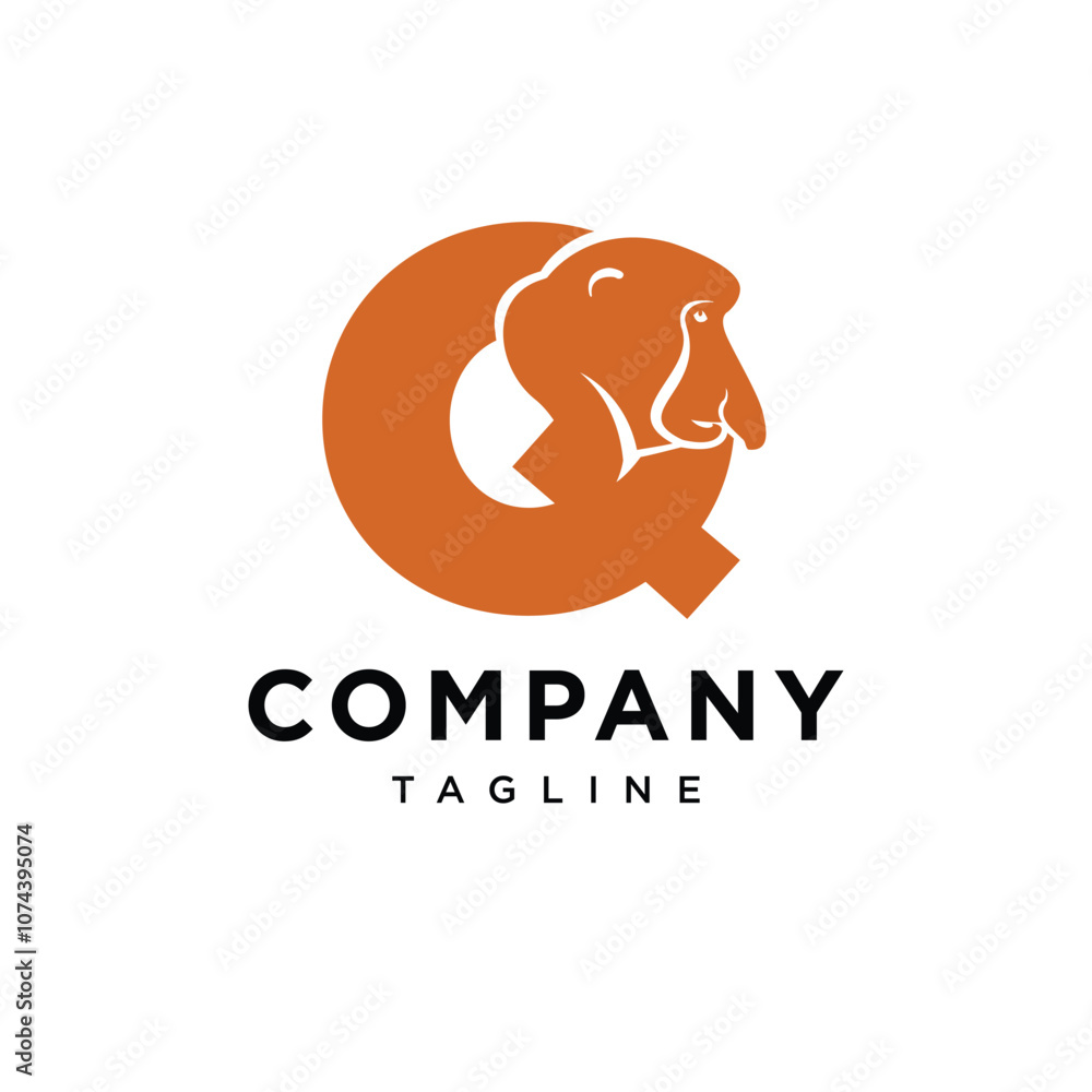 Letter Q Proboscis Monkey logo icon vector Letter Q Proboscis Monkey logo icon vector