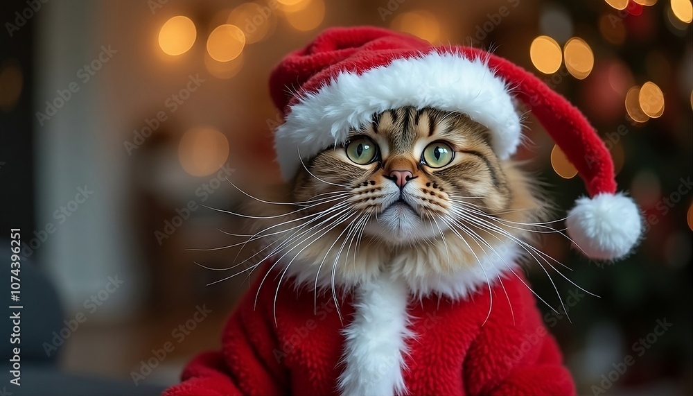 christmas cat in santa claus hat christmas cat in santa claus hat
